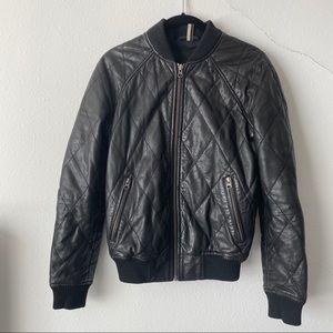 Top Shop Genuine Leather Bomber Jacket